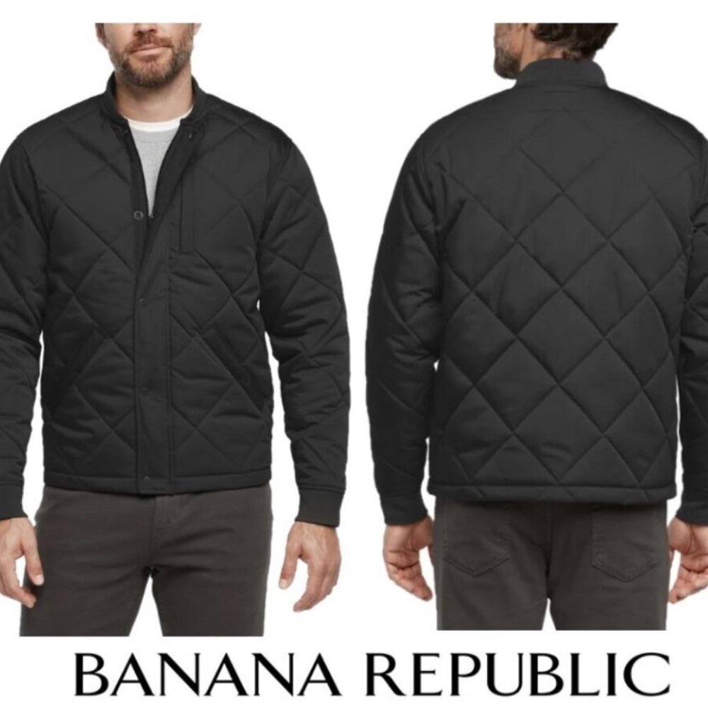 NWT Banana Republic Men’s Quilted Bomber Jacket, Black